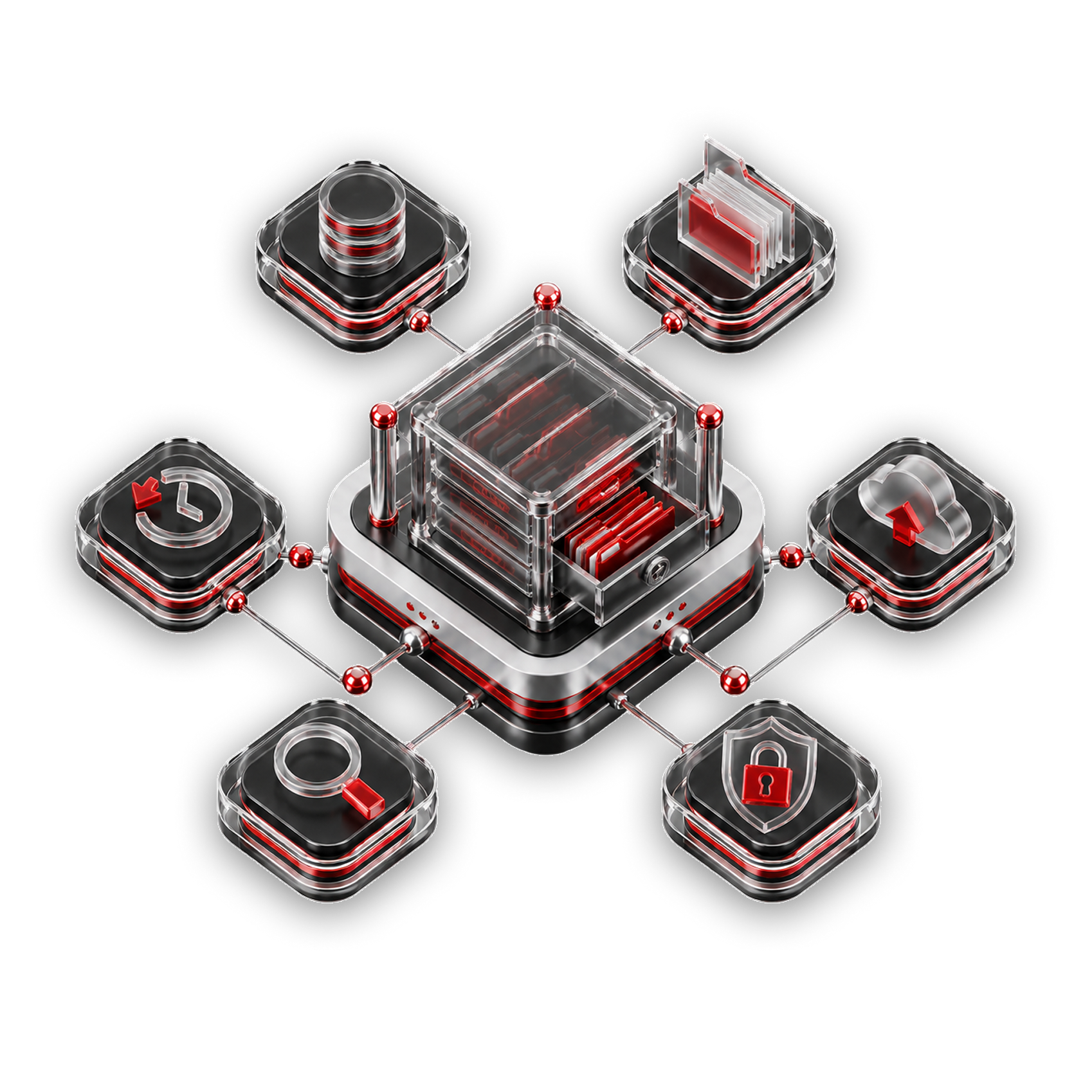 DARS archive vault connected to storage, search, retention and security modules