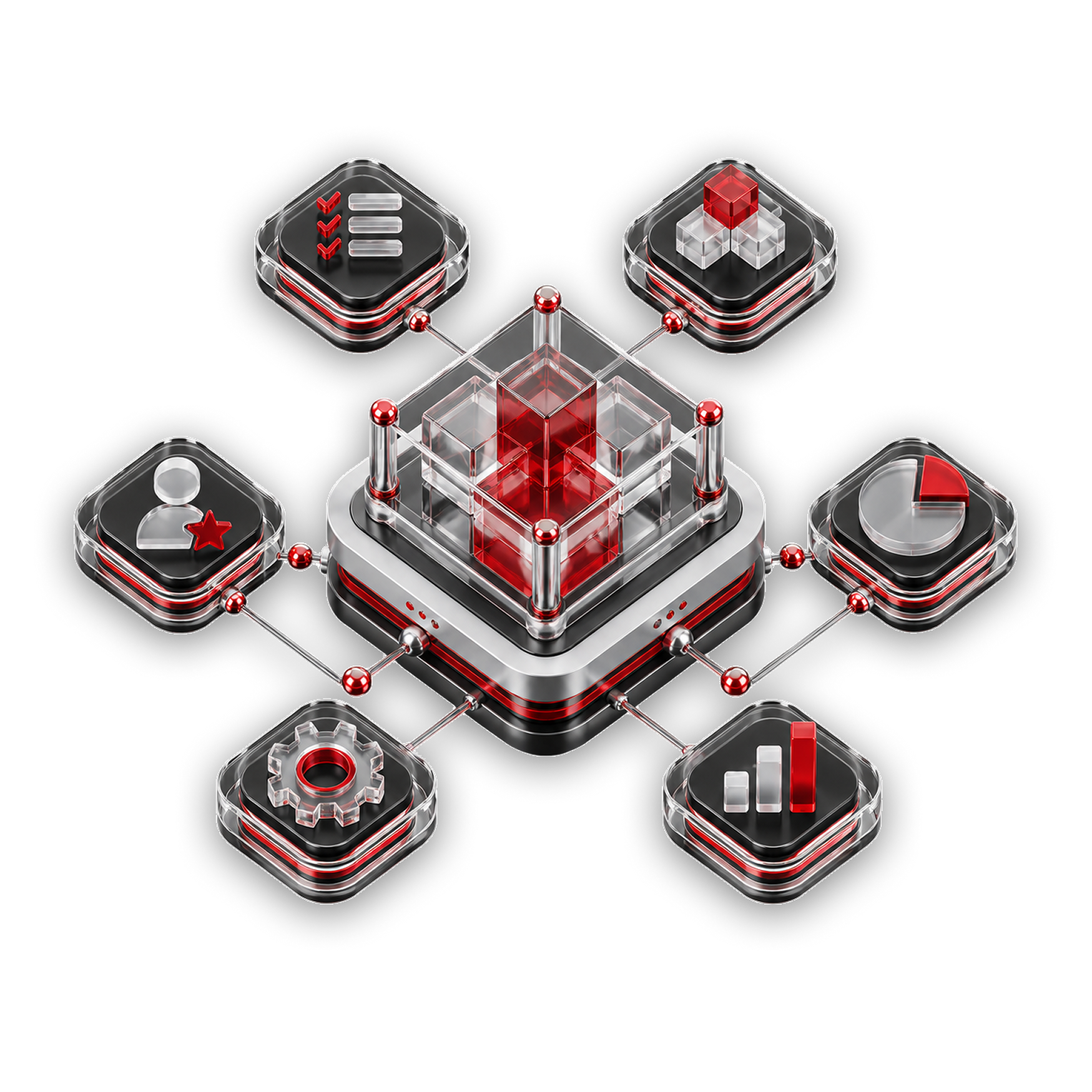 UCM client master hub connected to client, analytics and configuration modules